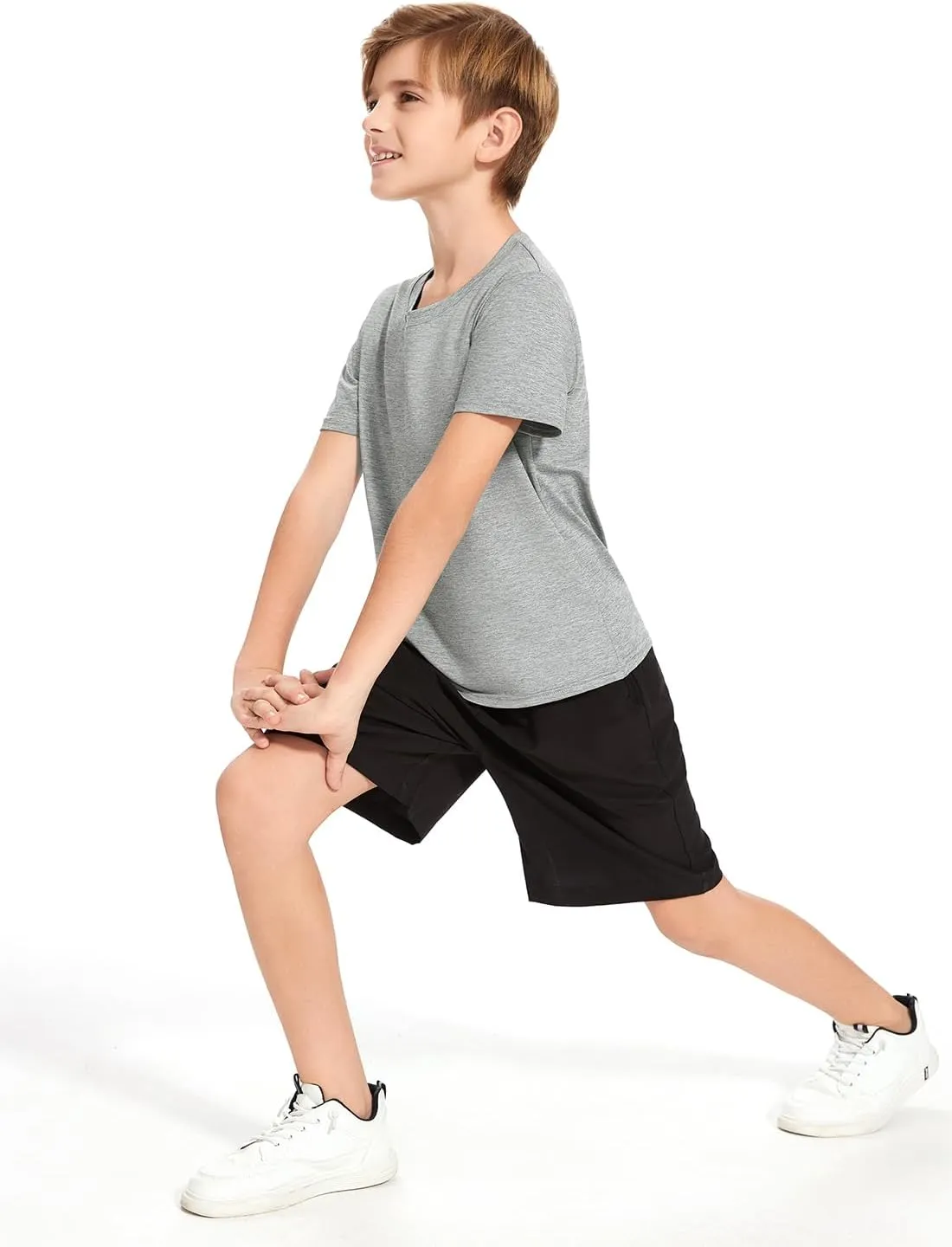 Cosy Pyro 5 Pack Boys Athletic Shirts Short Sleeve Tees Youth Dry-Fit Wicking Active Performance Tshirts for Kids