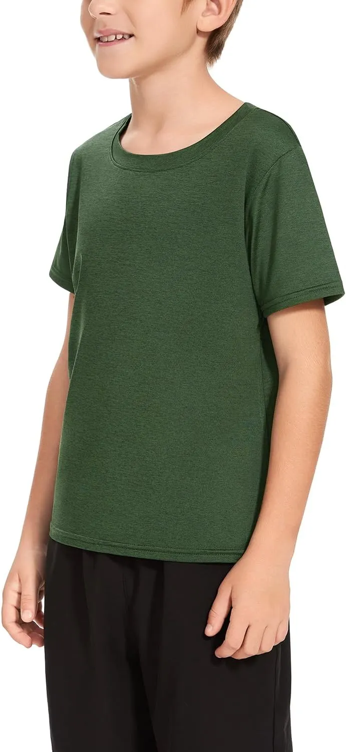 Cosy Pyro 5 Pack Boys Athletic Shirts Short Sleeve Tees Youth Dry-Fit Wicking Active Performance Tshirts for Kids