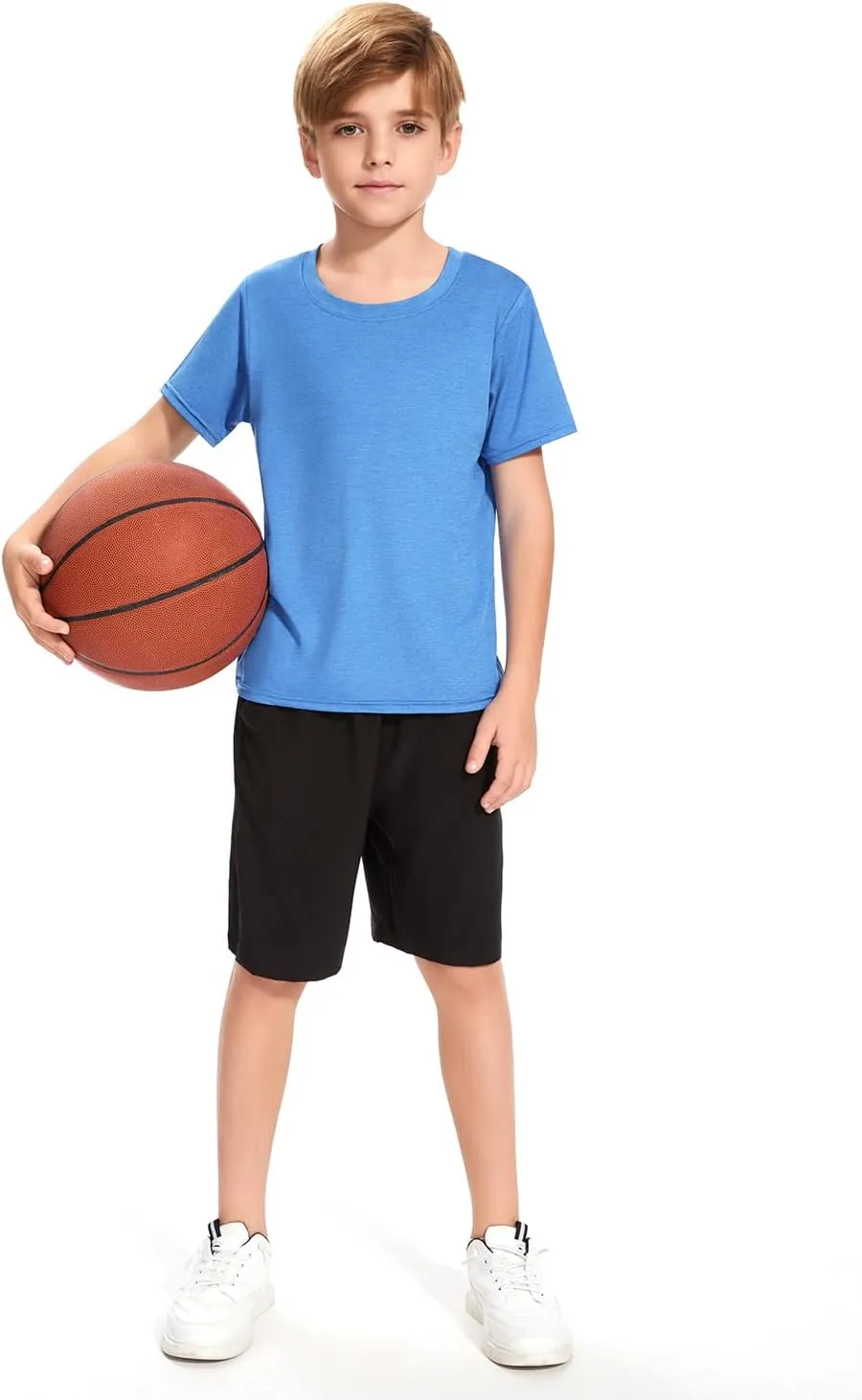 Cosy Pyro 5 Pack Boys Athletic Shirts Short Sleeve Tees Youth Dry-Fit Wicking Active Performance Tshirts for Kids