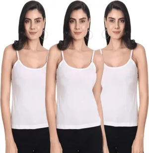 Cotton Short Length Slips Camisole Spaghetti Straps Tank Top for Women | Combo Pack of 3