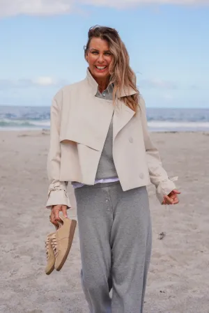 Cream Cropped Trench Coat