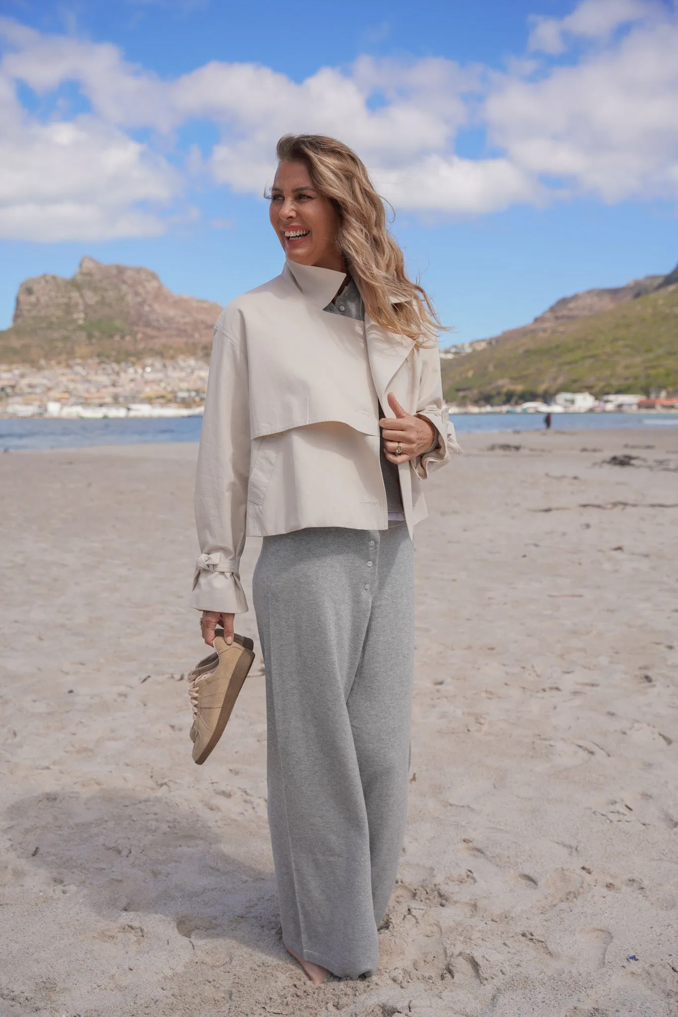 Cream Cropped Trench Coat