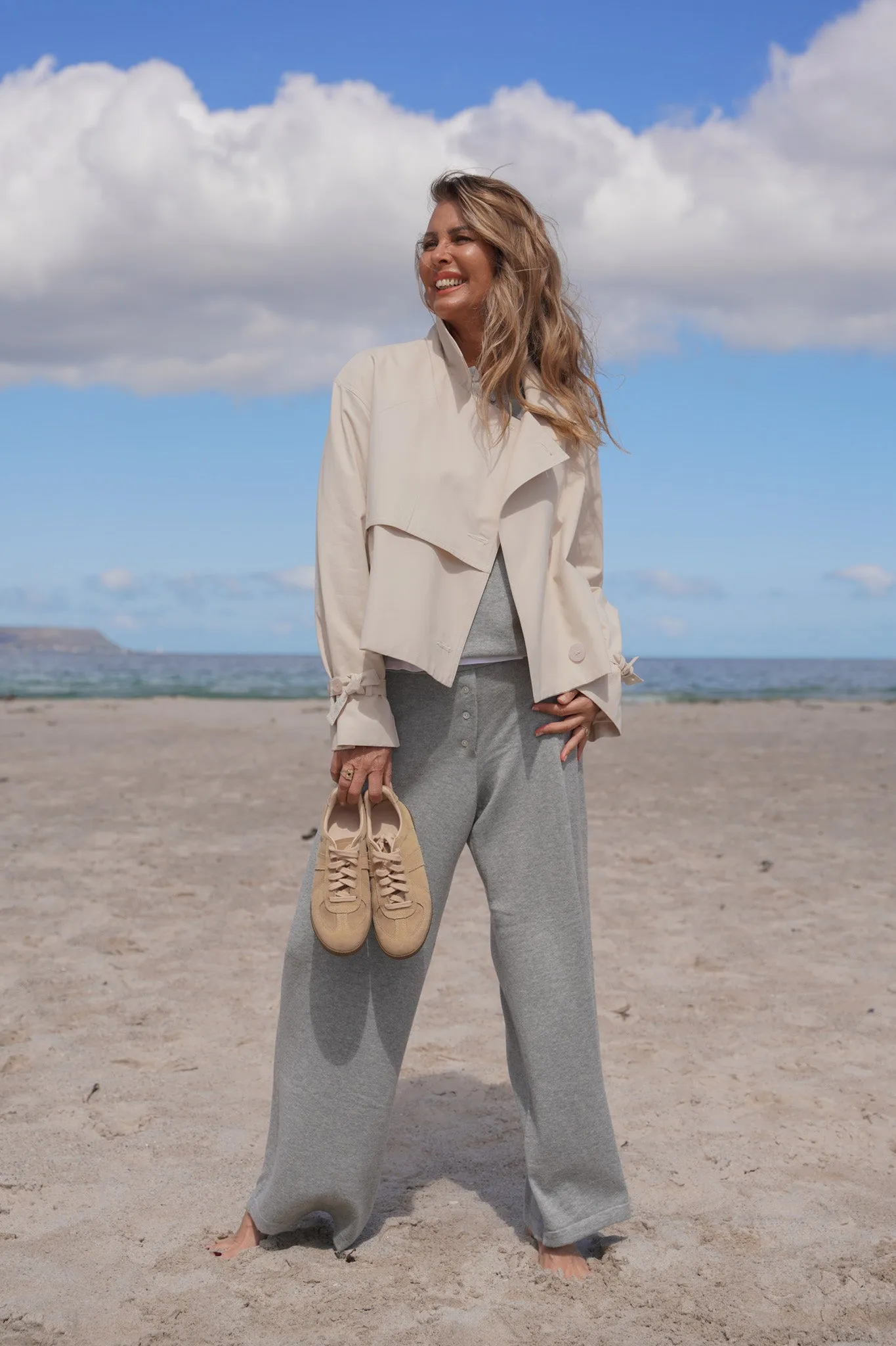 Cream Cropped Trench Coat