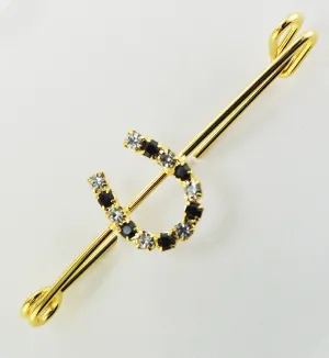 Crystal and Ruby Horseshoe Gold Stock Pin