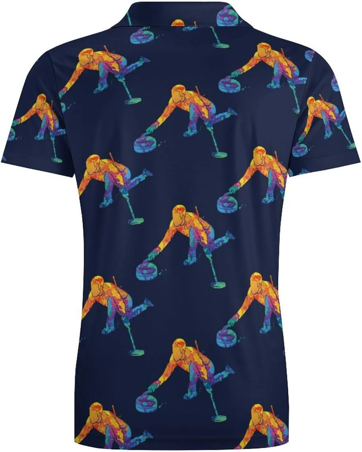 Curling Sports Classic Polo Shirts for Men Quick Dry Short Sleeve Fit Golf Tees Casual Tops