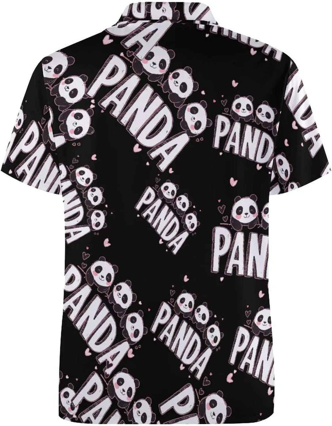 Cute Panda Mens Polo Shirts Quick Dry Short Sleeve T-shirts Slim Tennis Collared Tees Tops