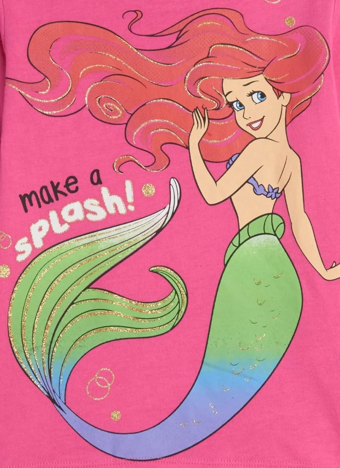 Disney Princess Ariel Cinderella Tiana Belle Jasmine Moana 3 Pack T-Shirts Toddler to Big Kid