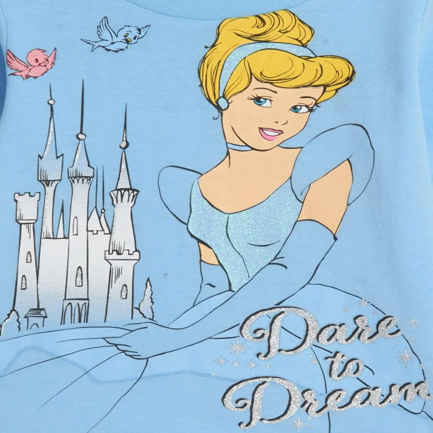 Disney Princess Ariel Cinderella Tiana Belle Jasmine Moana 3 Pack T-Shirts Toddler to Big Kid