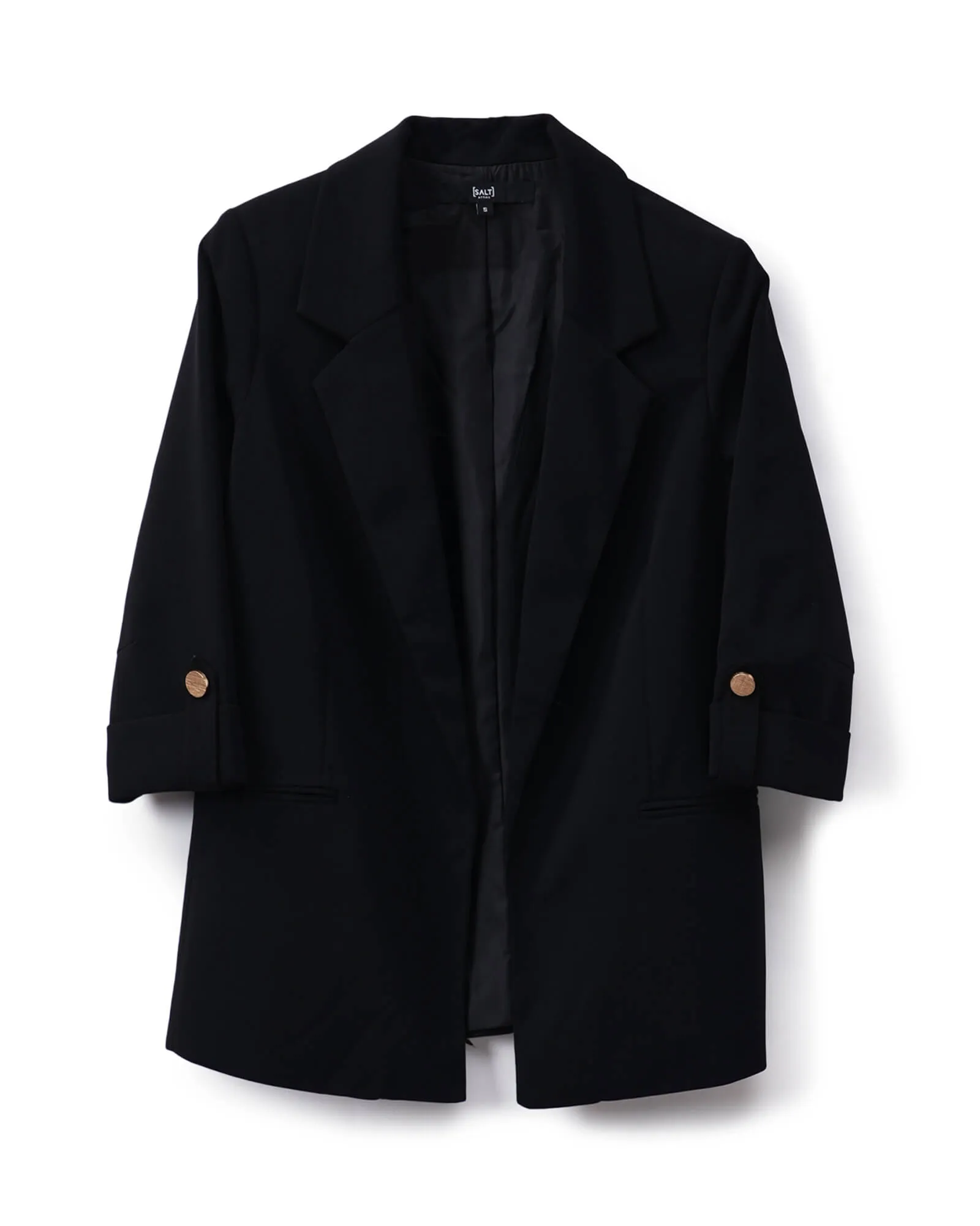 Ecuador Rolled-Up Sleeves Blazer - Black