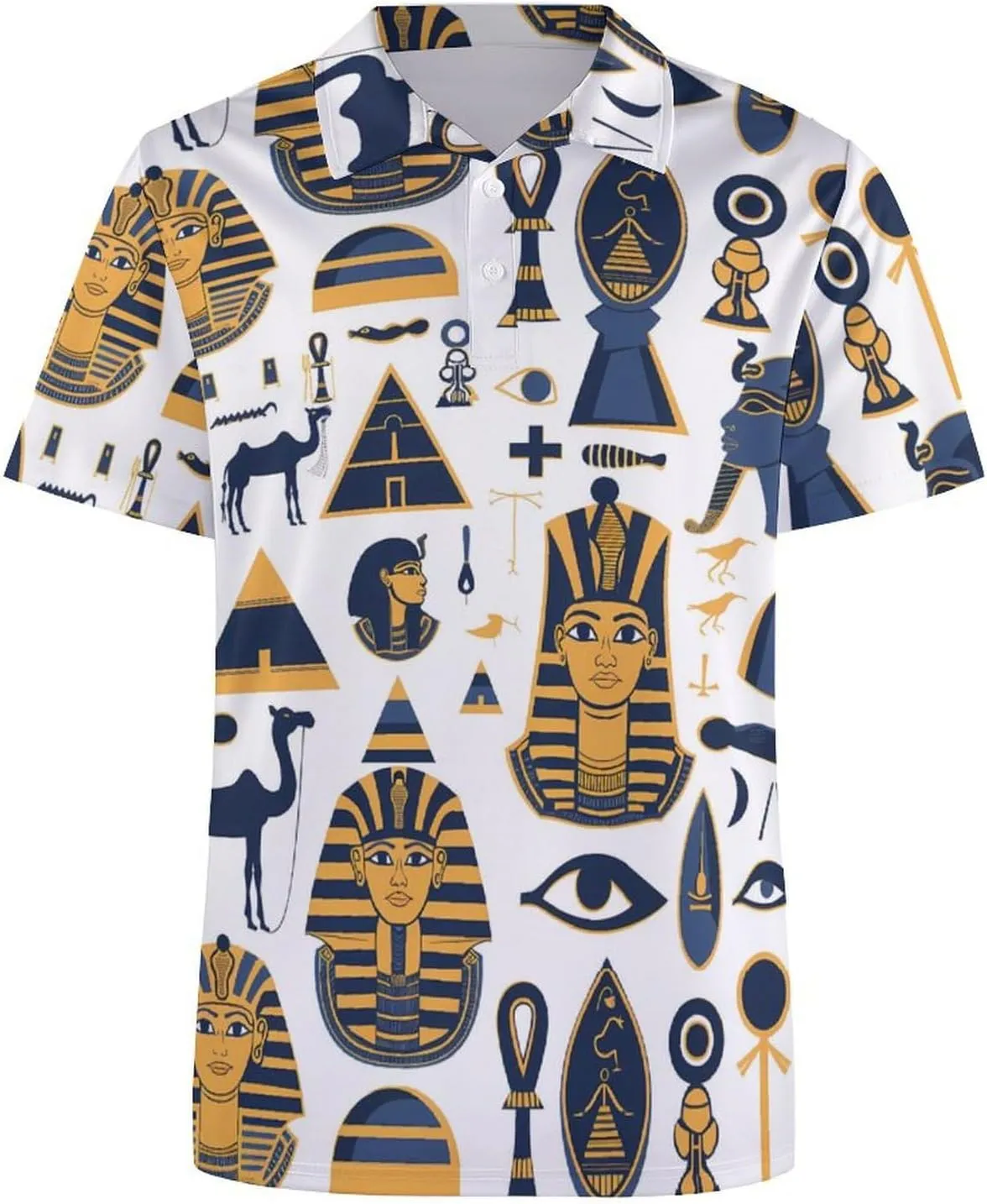 Egyptian Camels Pyramids Mens Polo Shirts Quick Dry Short Sleeve T-shirts Slim Tennis Collared Tees Tops