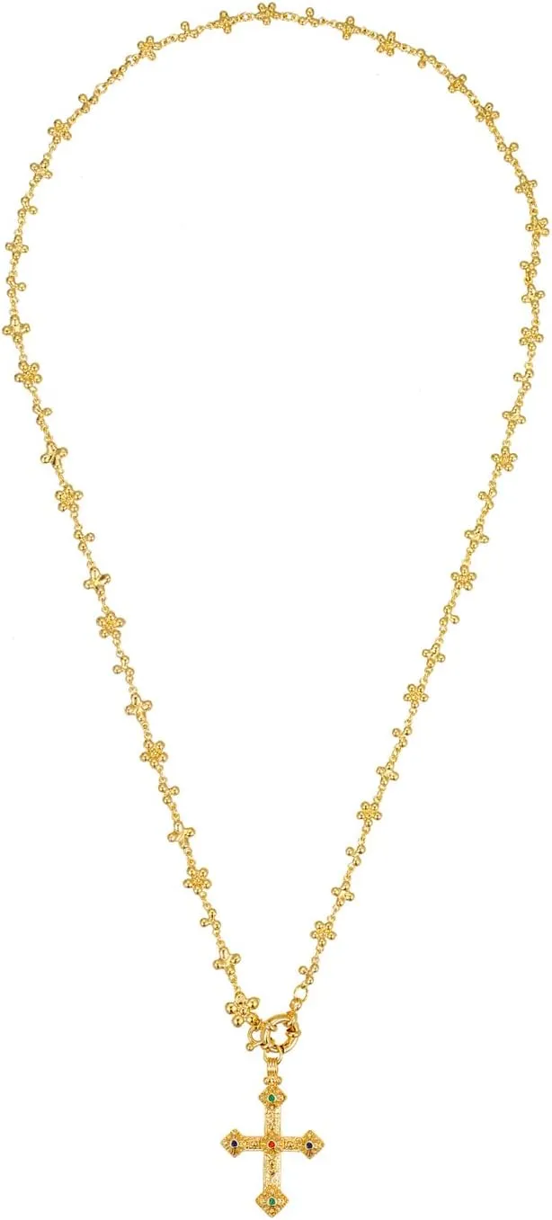 Elegant Gold-tone Cross Necklace for Women- Lightweight Religious Jewelry - adjustable 66cm Chain