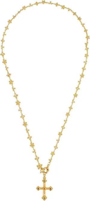Elegant Gold-tone Cross Necklace for Women- Lightweight Religious Jewelry - adjustable 66cm Chain