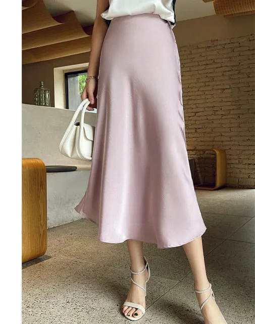 Elegant Silk Midi Skirt