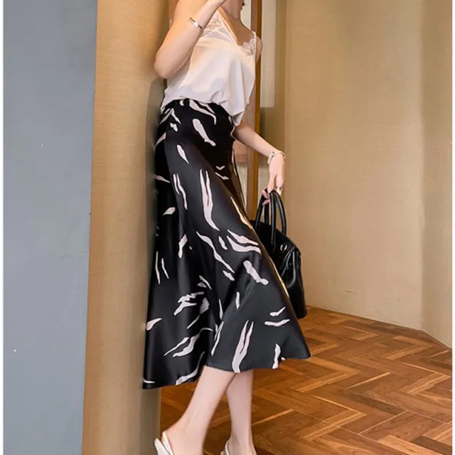 Elegant Silk Midi Skirt
