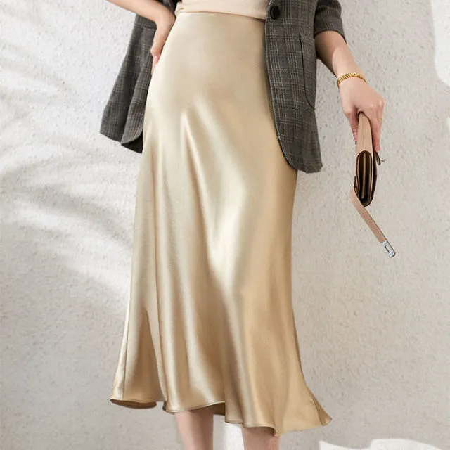 Elegant Silk Midi Skirt