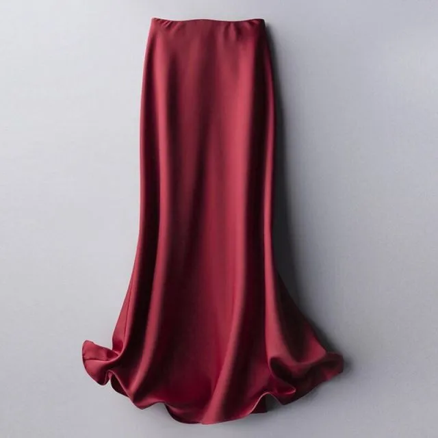 Elegant Silk Midi Skirt