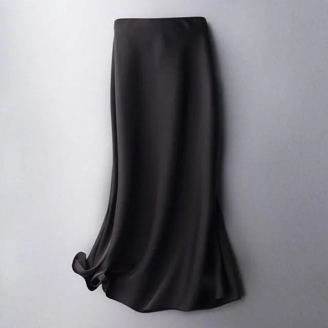 Elegant Silk Midi Skirt