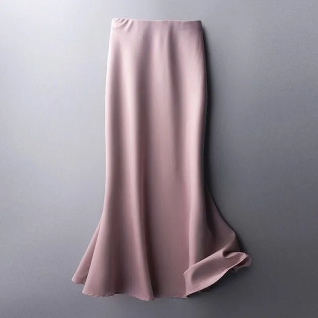 Elegant Silk Midi Skirt