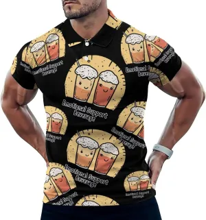 Emotional Support Beverage Mens Polo Shirts Quick Dry Short Sleeve T-shirts Slim Tennis Collared Tees Tops
