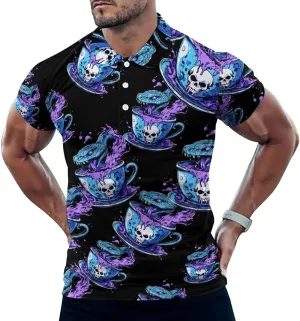 Evil Snake Cup Mens Polo Shirts Quick Dry Short Sleeve T-shirts Slim Tennis Collared Tees Tops