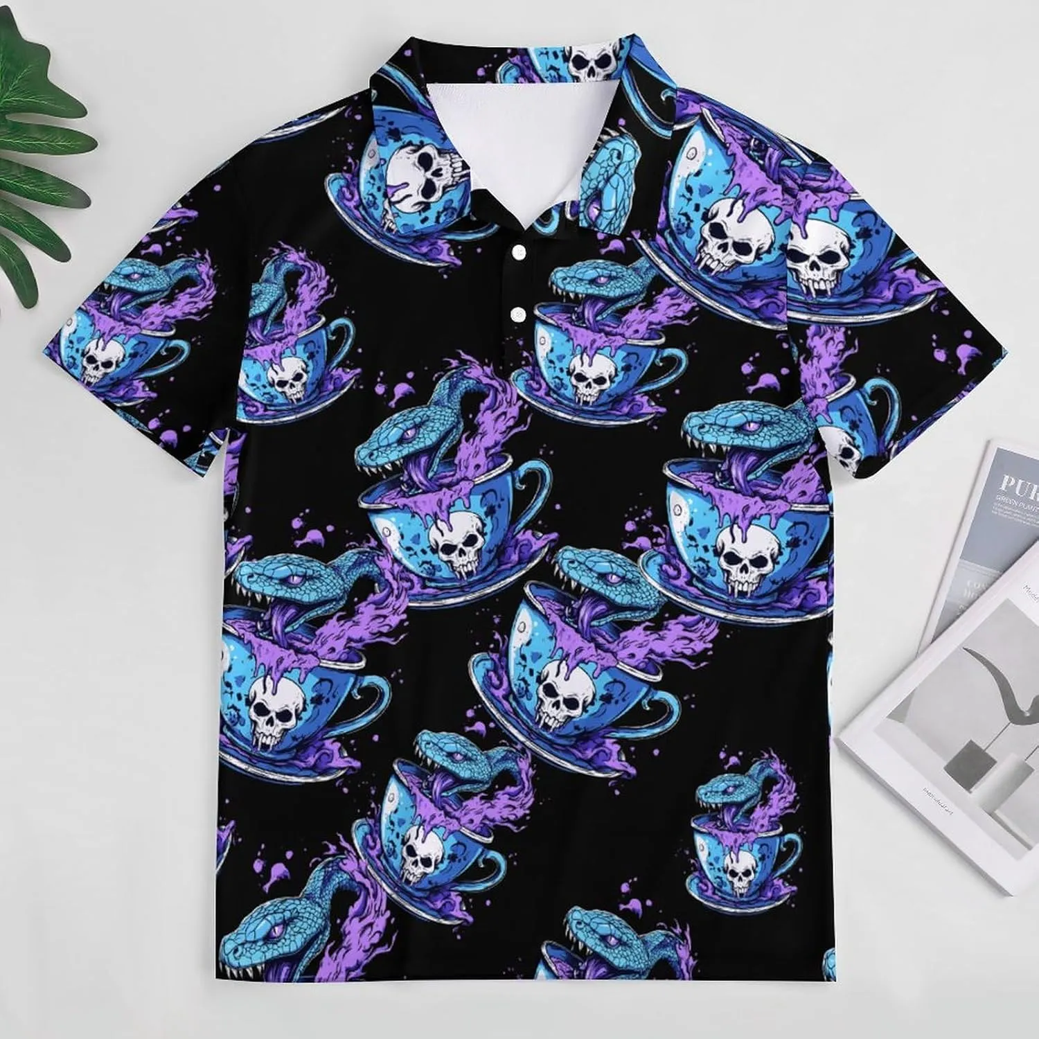 Evil Snake Cup Mens Polo Shirts Quick Dry Short Sleeve T-shirts Slim Tennis Collared Tees Tops