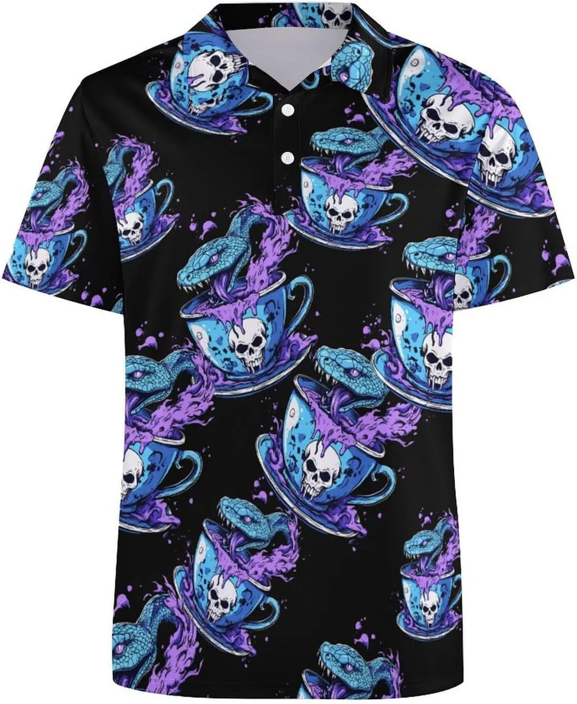 Evil Snake Cup Mens Polo Shirts Quick Dry Short Sleeve T-shirts Slim Tennis Collared Tees Tops