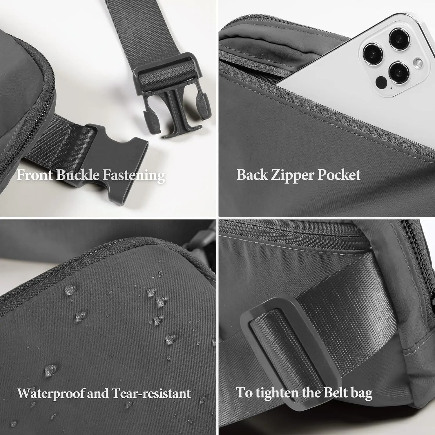 Fanny Pack Crossbody Bag Trendy Waterproof Small Cross Body Purse for Women Men Fashion Waist Packs Mini Belt Bag Pouch Chest Bum Hip Bag Lulu Dupes for Travel Vacation Running Dim Grey