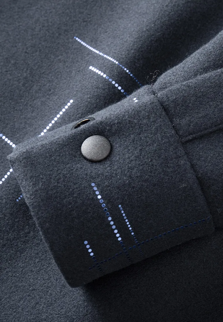Faux-leather Patchworked Sequin-detail Coat