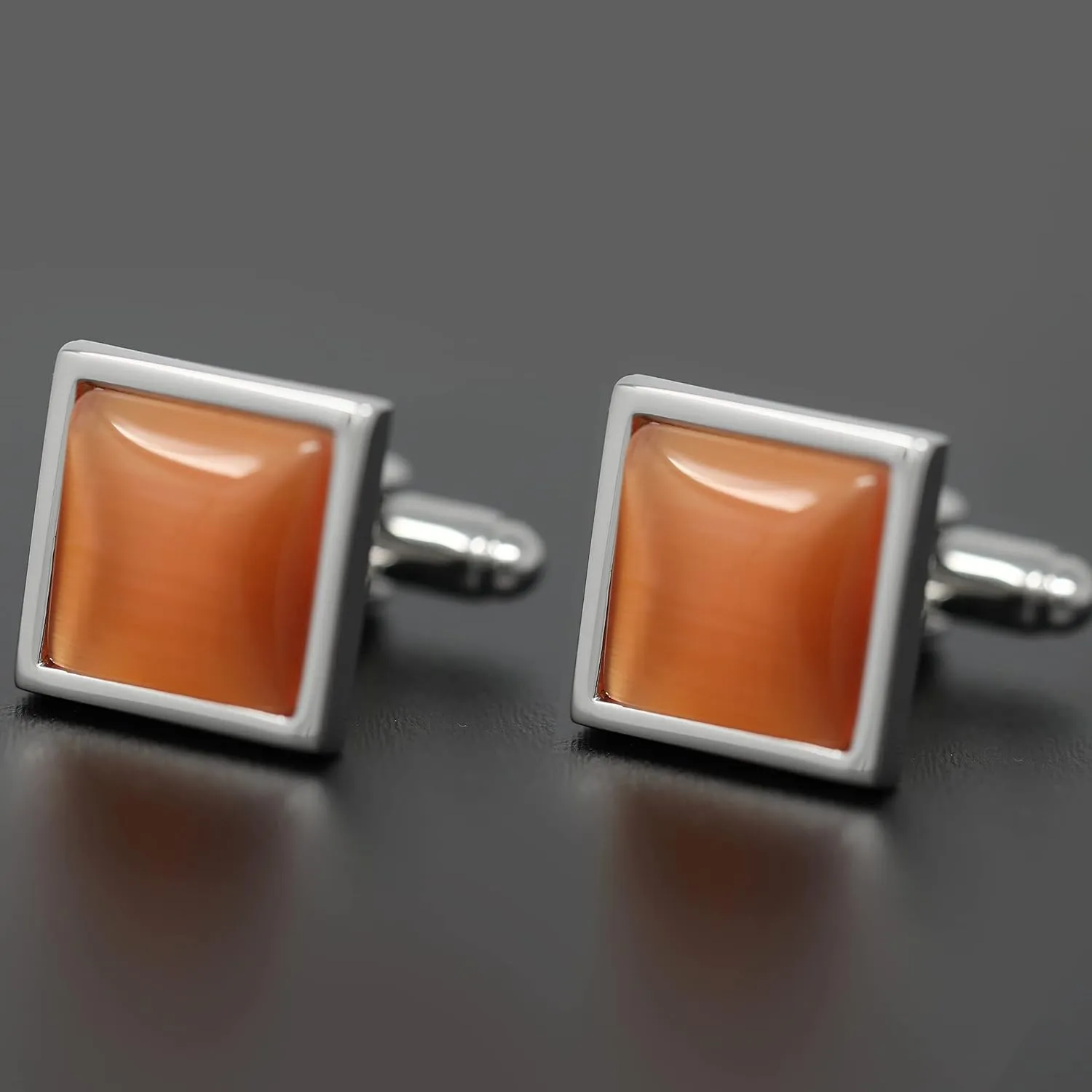 Fiber Optic Stone Cufflinks With Box Cats Eye Stone Men Birthday Wedding Gift Cufflinks