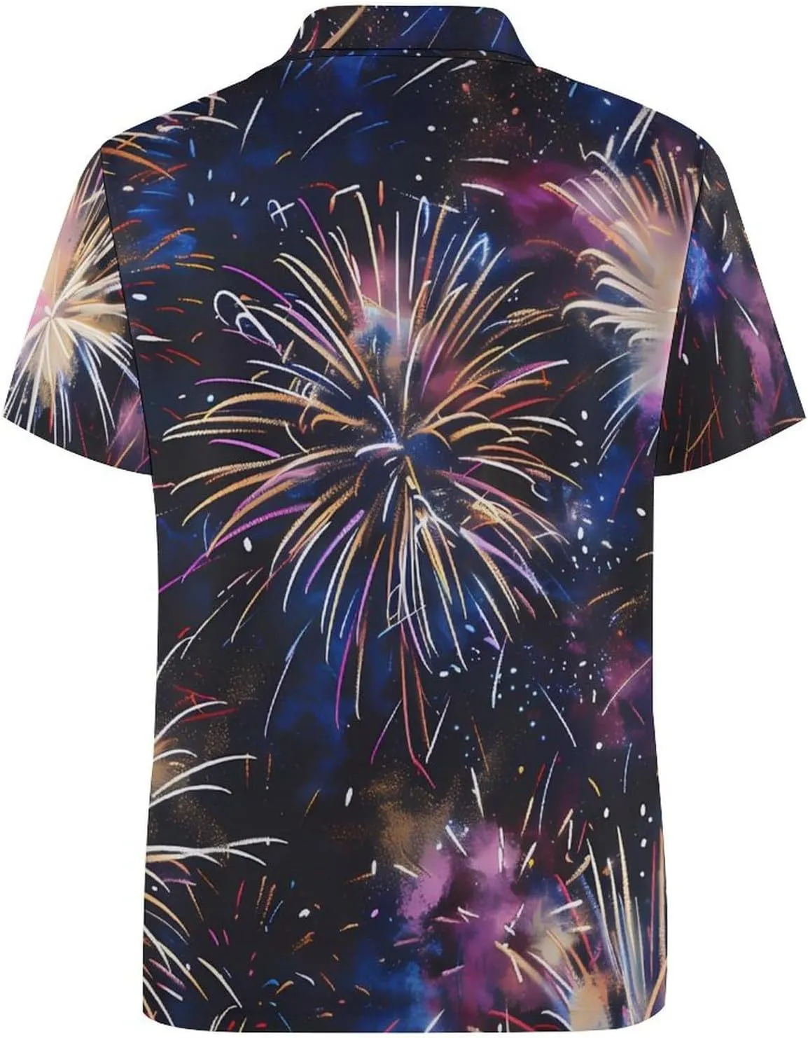 Fireworks Lighting Up The Night Mens Polo Shirts Quick Dry Short Sleeve T-shirts Slim Tennis Collared Tees Tops