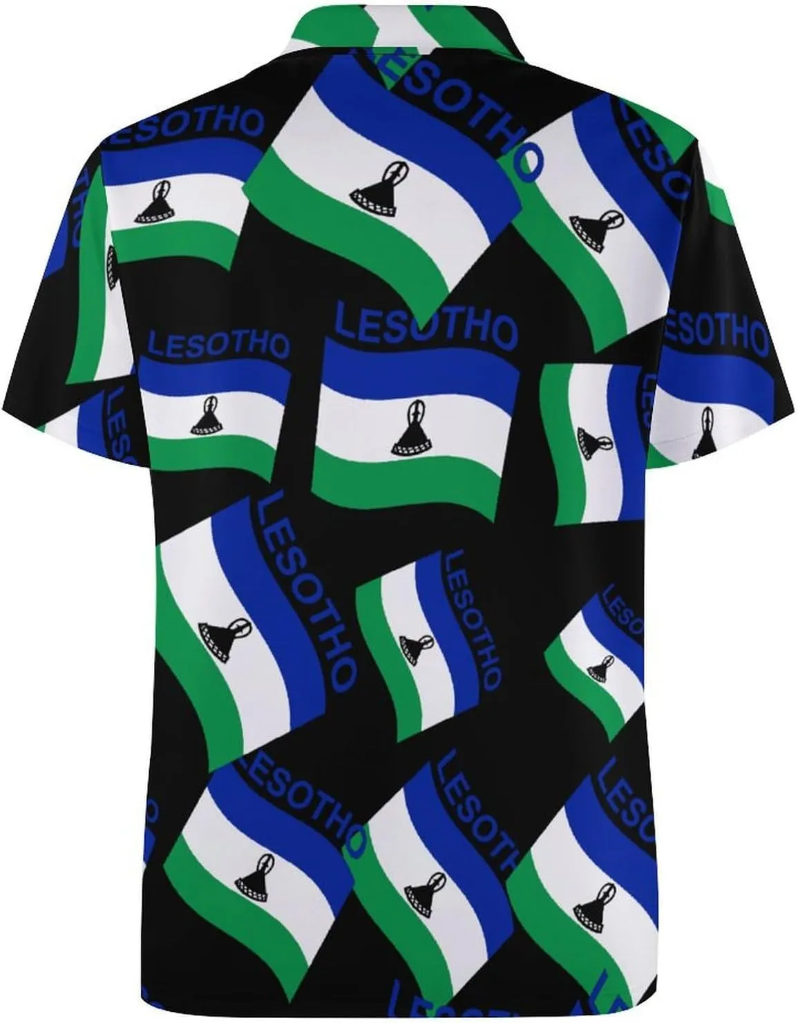 Flag of Lesotho Mens Polo Shirts Quick Dry Short Sleeve T-shirts Slim Tennis Collared Tees Tops