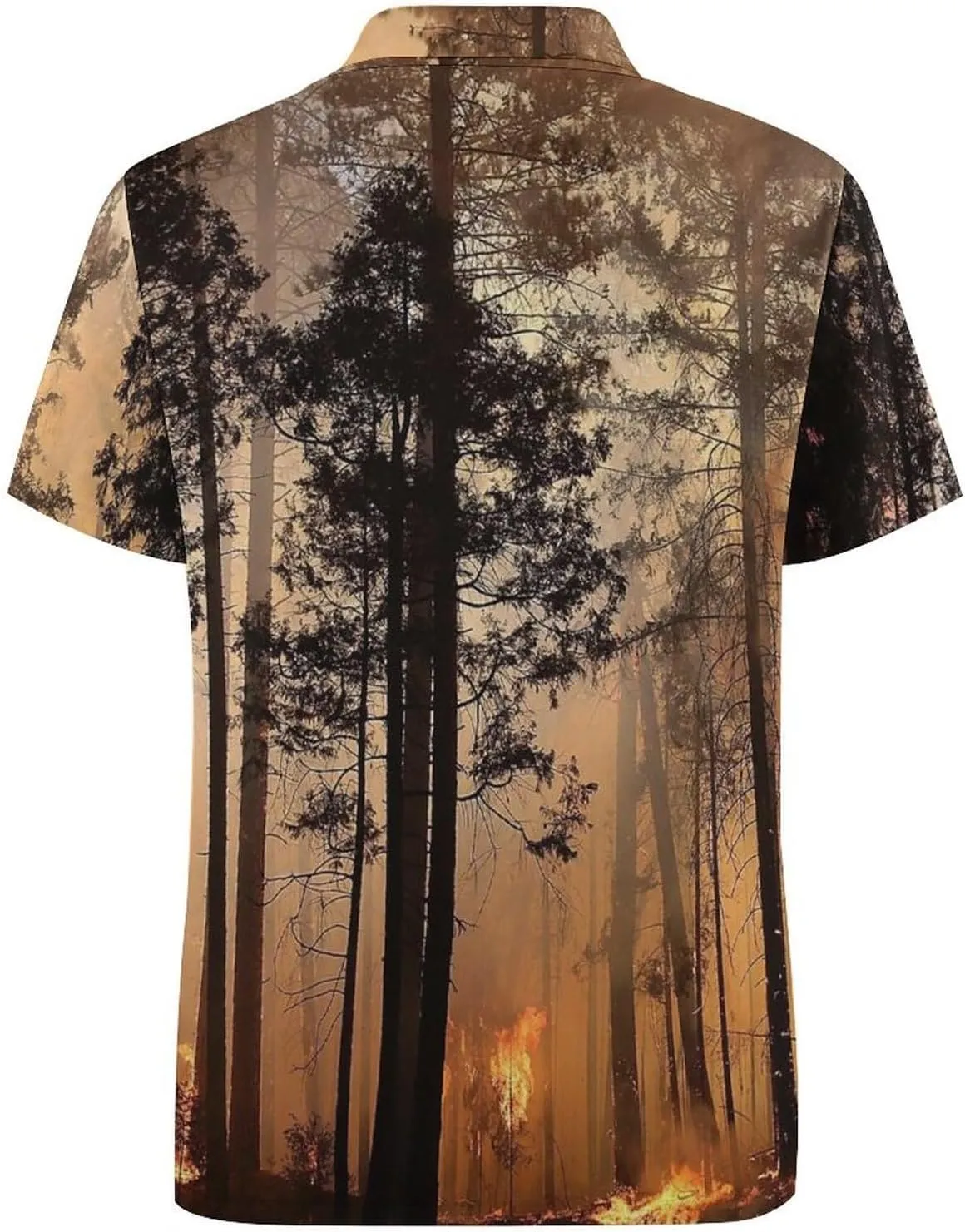 Forest Fire Pattern Mens Polo Shirts Quick Dry Short Sleeve T-shirts Slim Tennis Collared Tees Tops