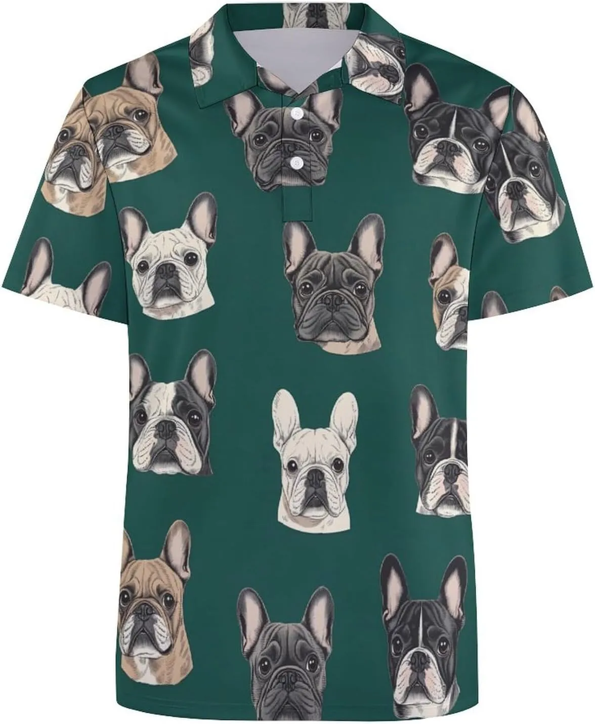 French Bull Dogs Mens Polo Shirts Quick Dry Short Sleeve T-shirts Slim Tennis Collared Tees Tops