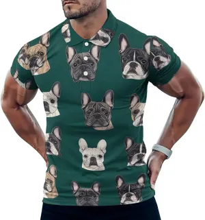 French Bull Dogs Mens Polo Shirts Quick Dry Short Sleeve T-shirts Slim Tennis Collared Tees Tops