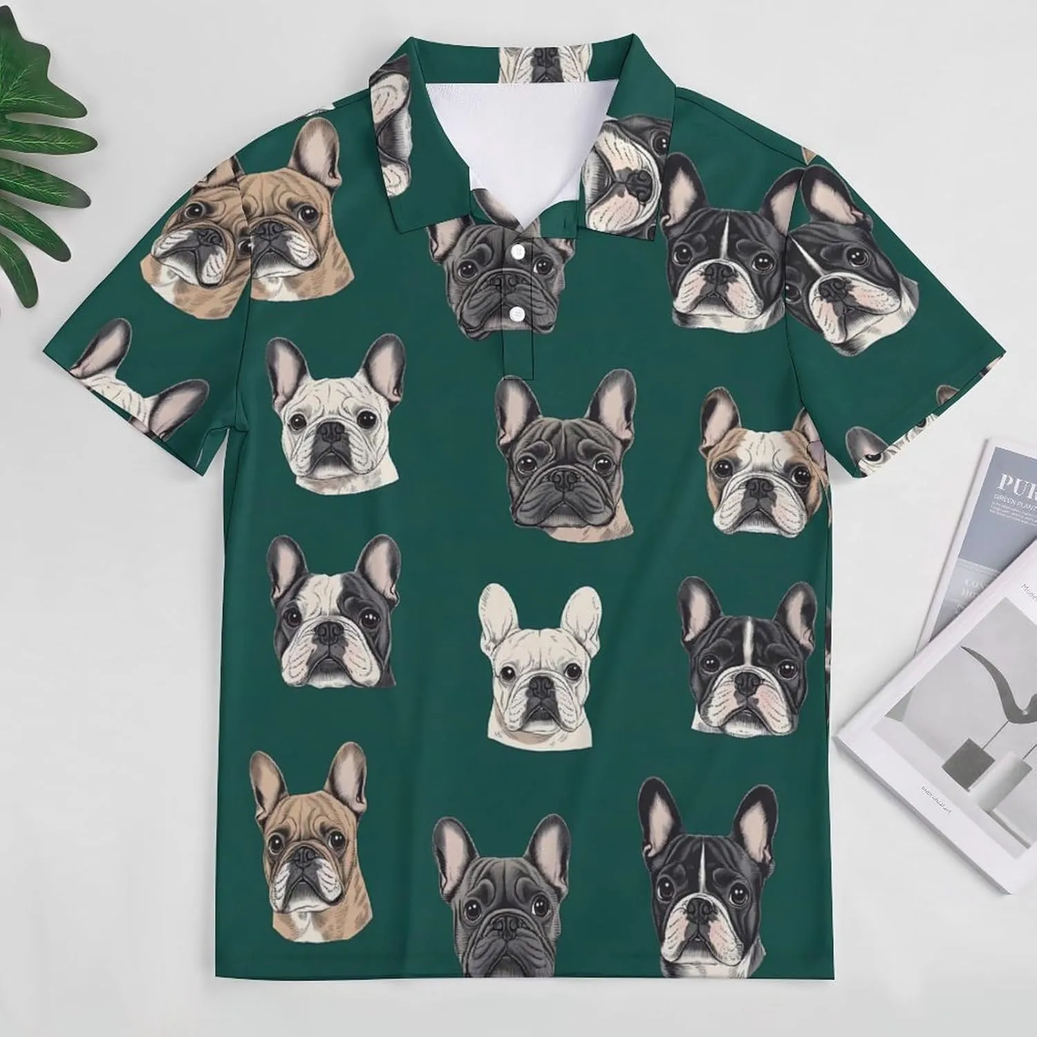 French Bull Dogs Mens Polo Shirts Quick Dry Short Sleeve T-shirts Slim Tennis Collared Tees Tops