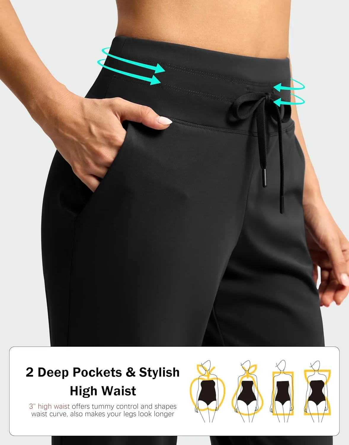 G Gradual Women's Pants High Waisted Drawstring Ankle Pants 2 Pockets 7/8 Sweatpants for Golf Travel Athletic Casual