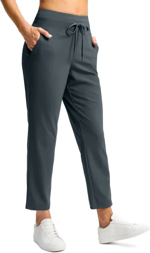 G Gradual Women's Pants High Waisted Drawstring Ankle Pants 2 Pockets 7/8 Sweatpants for Golf Travel Athletic Casual
