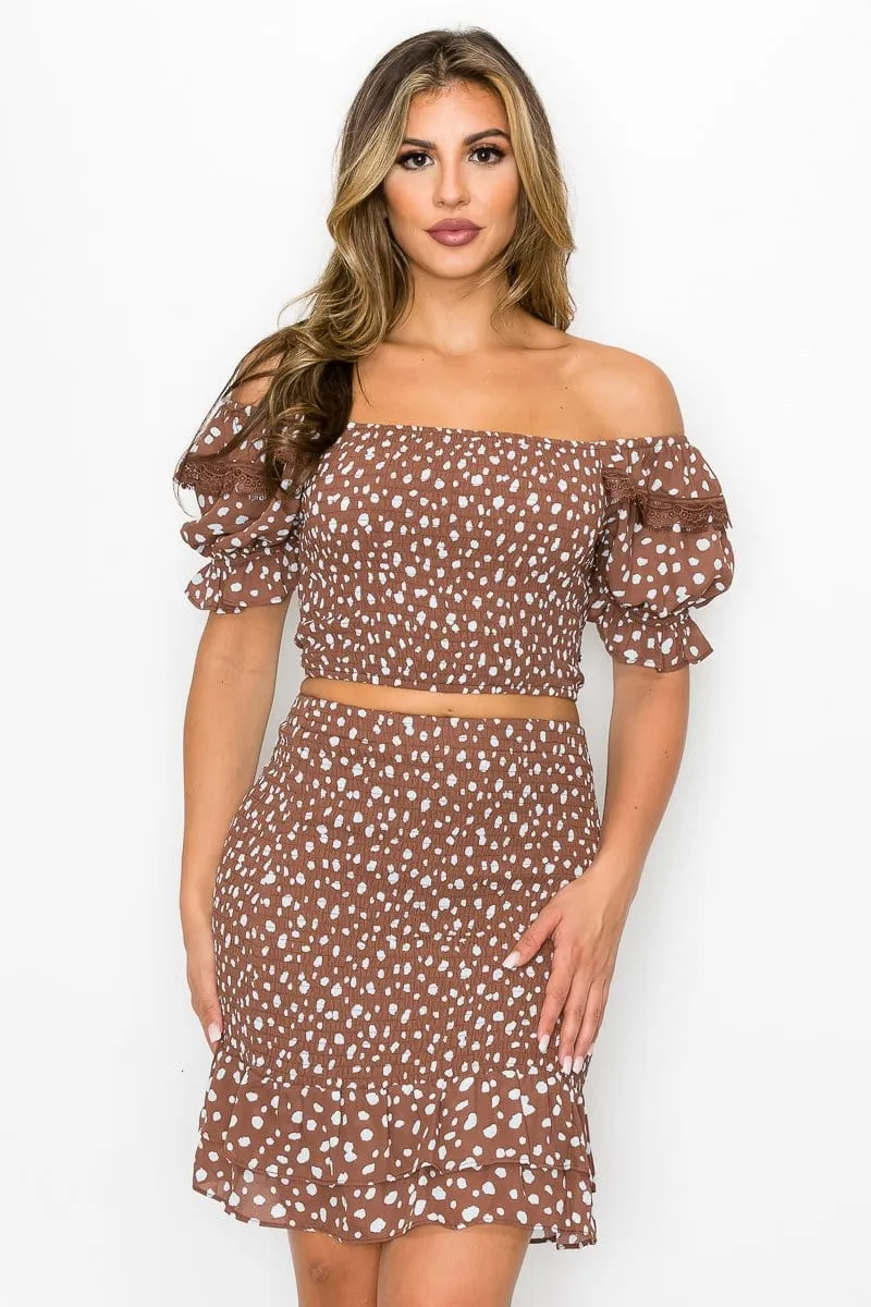 Geovan Ruffled Print Skirts Set
