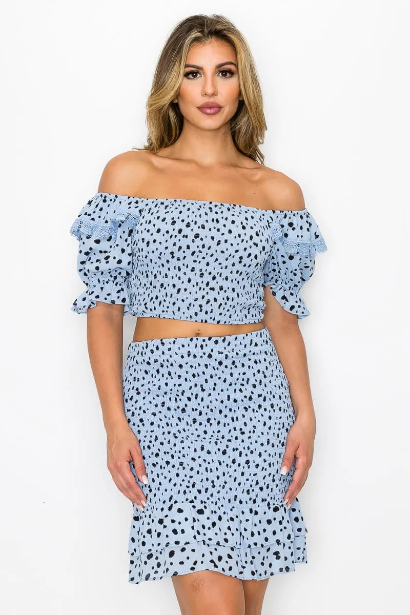 Geovan Ruffled Print Skirts Set