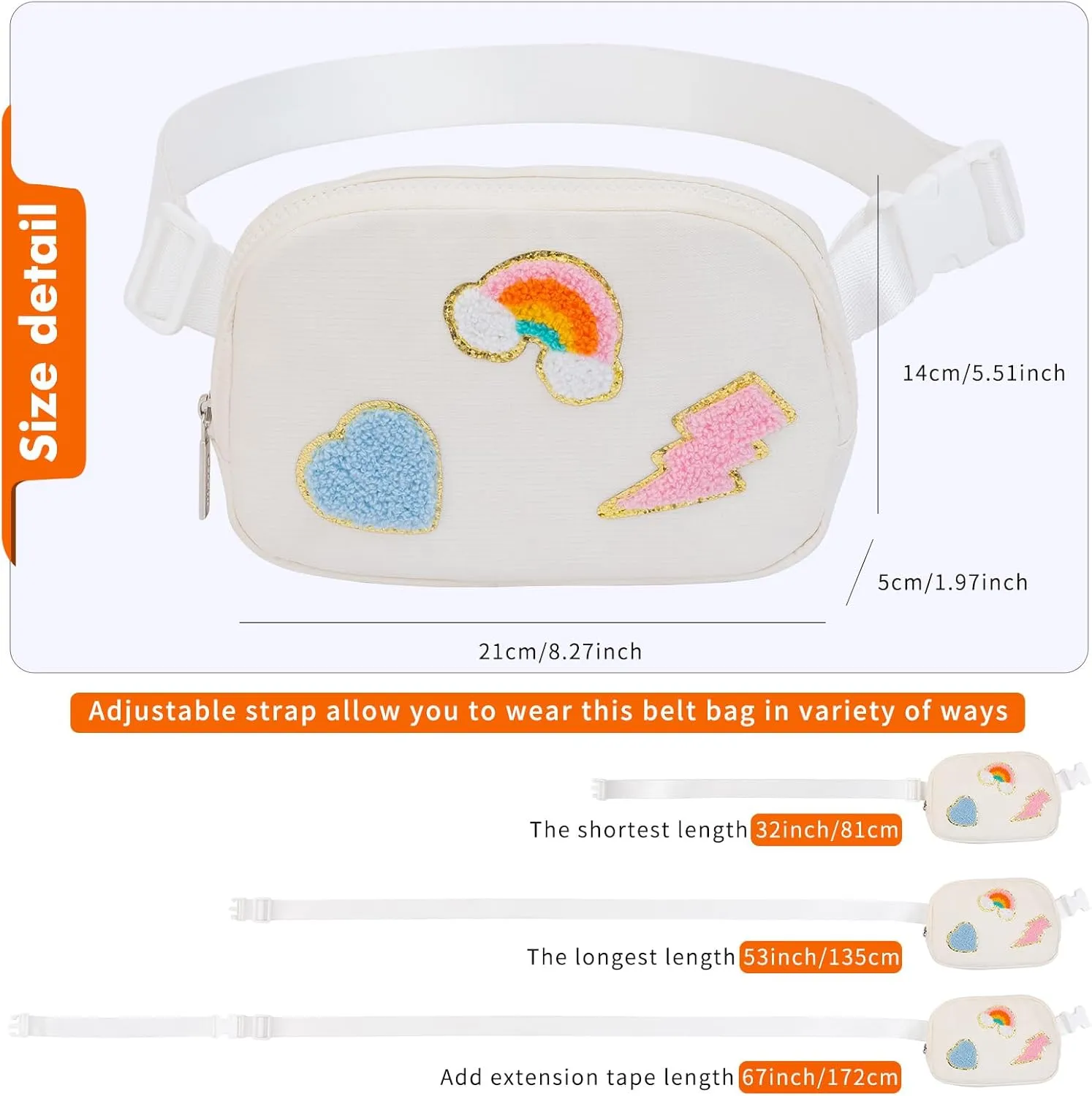 Gifts for Girls 3 4 5 6 7 8 9 10 11 12 Year Old Teens Kids Daughter Sister Gifts for Women Letter Patch Fanny Pack Belt Bag Cute Stuff for Girls Women Teen Trendy Crossbody Bags (Geige)