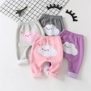 Girls Cute Cloud Caual Elastic Waist Pants