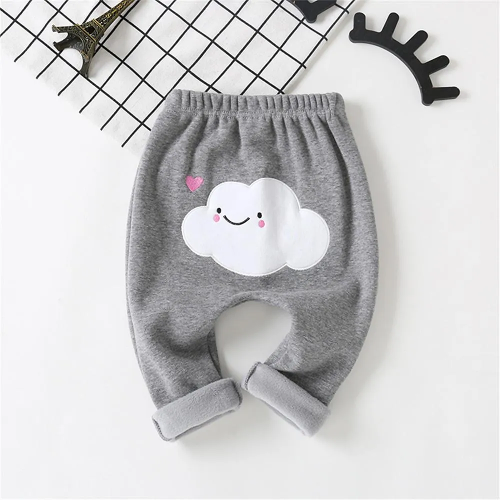 Girls Cute Cloud Caual Elastic Waist Pants