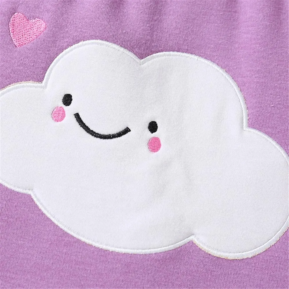 Girls Cute Cloud Caual Elastic Waist Pants