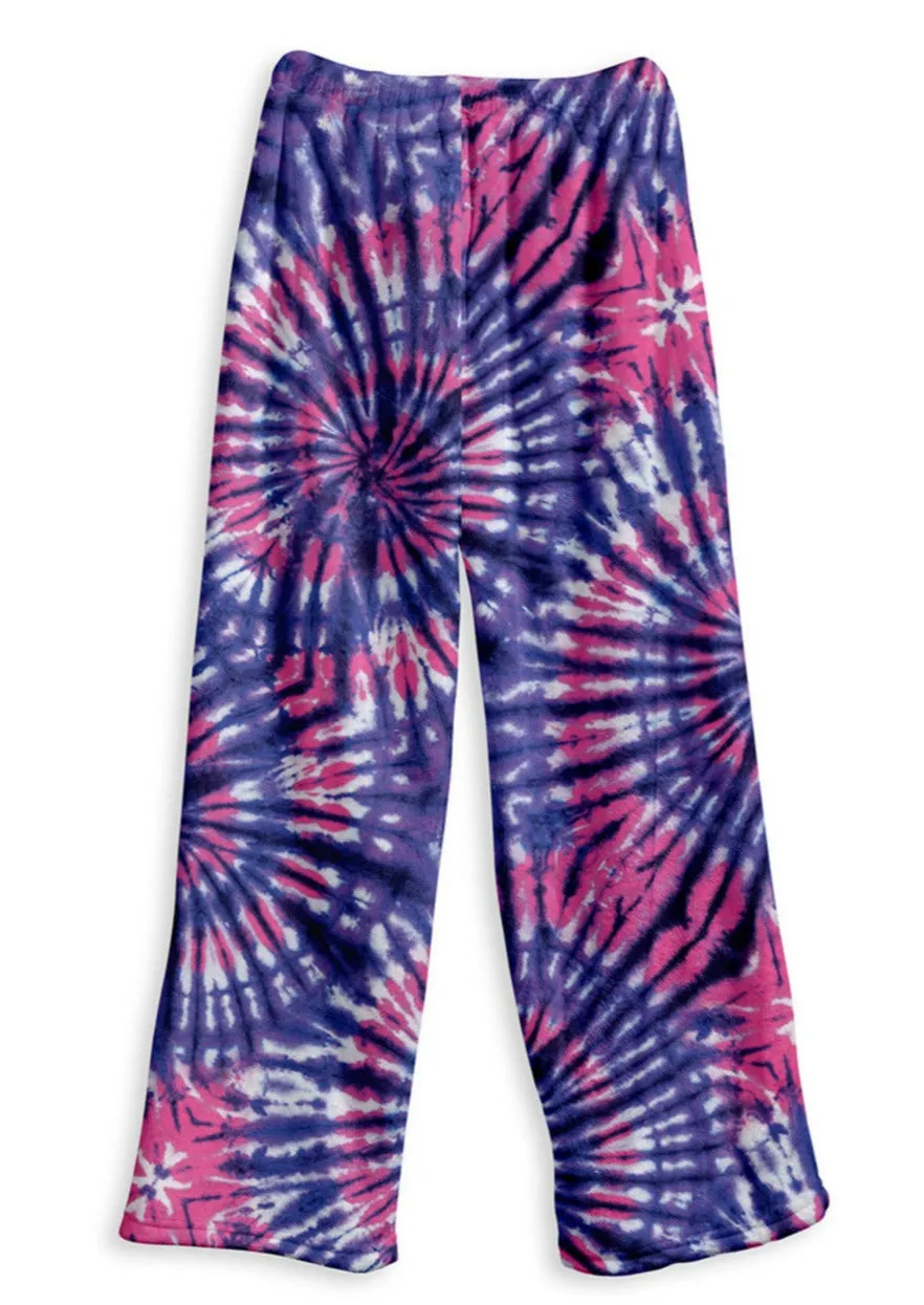 girls fuzzy lounge pant - tie dye