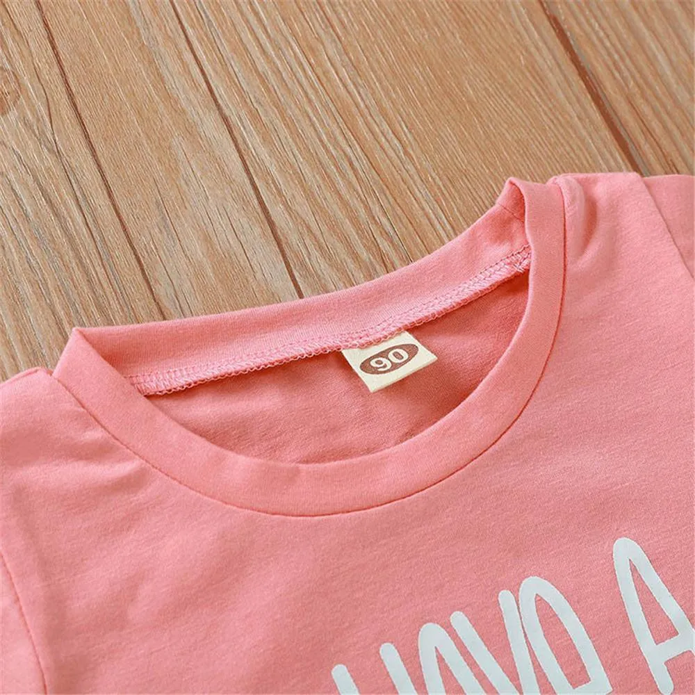 Girls Short Sleeve Letter Printed Cotton Tees Girls Clothing Wholesalers