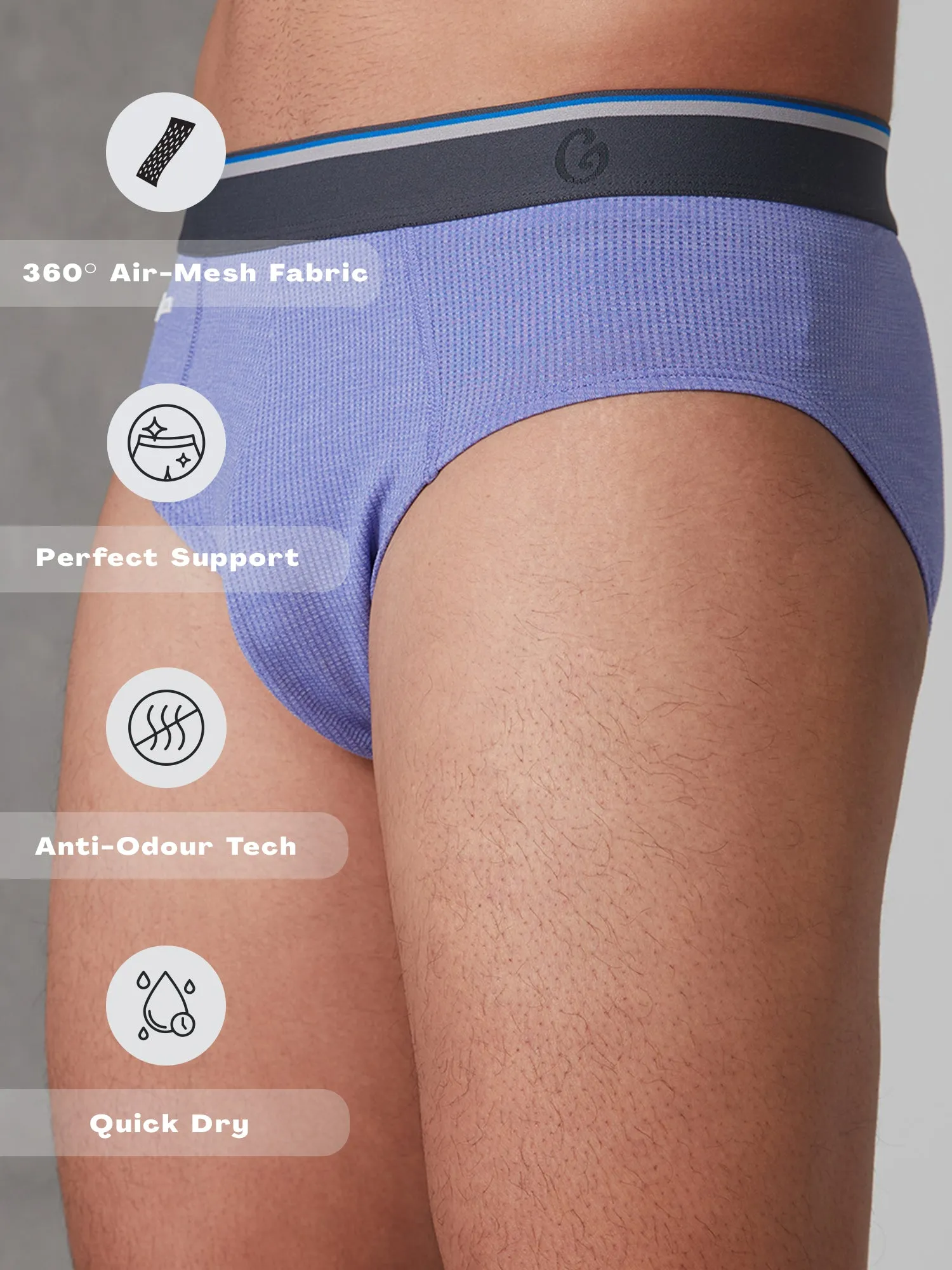 Gloot Anti-Odour, Anti-wicking & Anti Microbial Men's Active Briefs Lavender