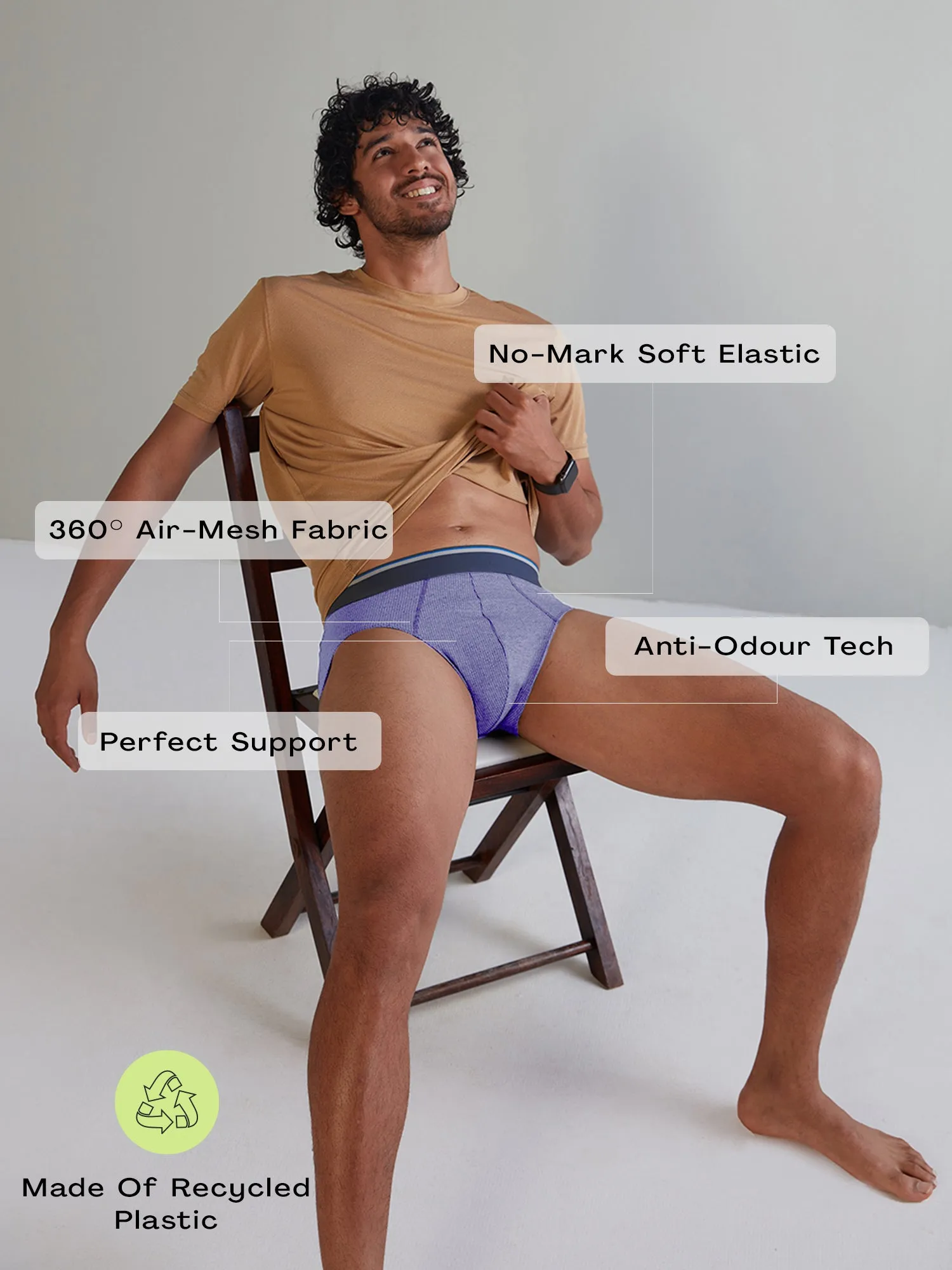 Gloot Anti-Odour, Anti-wicking & Anti Microbial Men's Active Briefs Lavender