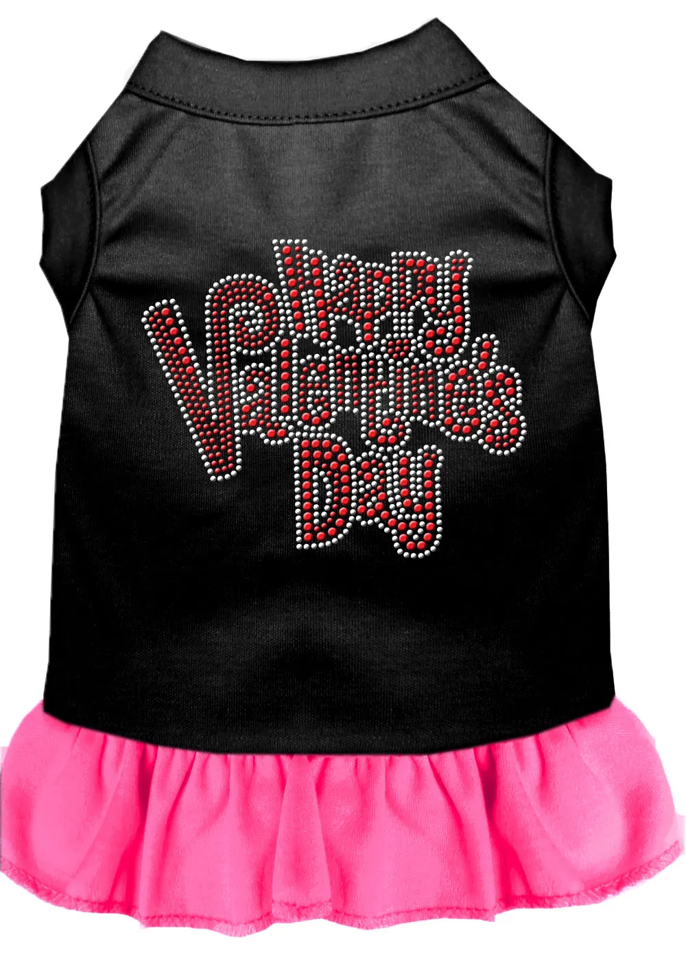 Happy Valentines Day Rhinestone Dress Black With Bright Pink Xs