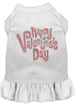Happy Valentines Day Rhinestone Dress White Xl