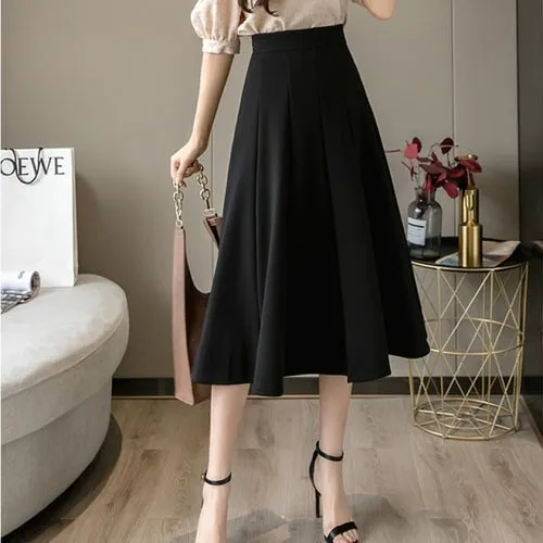 High Waist Summer Pleated Skirts For Women 2020 Fashion Korean Style